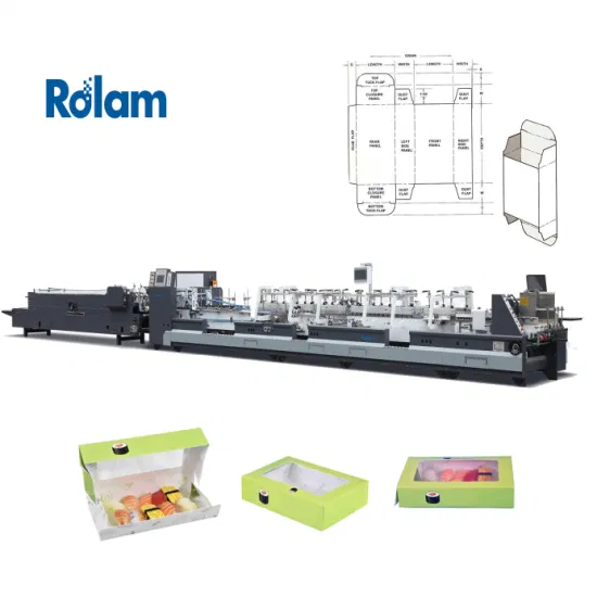 Rolam Fully Automatic Simple Straight Line Paper Carton 4 6 Corner Box Folding Gluing Machine 400m/Min Pre