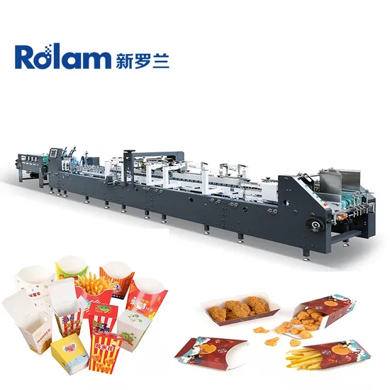 Rolam 650/800/1100 Crash Lock Bottom 3 Points Cardboard Micro Flute Folding and Gluing Machine 4 Folds Pre
